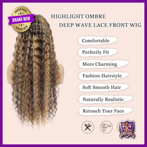 13x6 Lace Front Human Hair Wig 24 Inch Deep Wave Glueless Pre Plucked main image 4